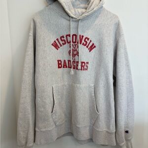 Champion Light Gray Wisconsin Badgers Hoodie